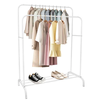 Produktbild von Kleiderständer Garderobenständer aus Metall mit Ablage für Schuhe Stabile Kleiderstange Freistehend Belastbar 145x110x54 cm