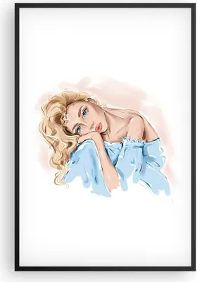 Produktbild von Gerahmtes Poster - Schwarzer Rahmen - Nachdenklich Frau Blond - 61x91,5 cm - Wand Bild - Wanddeko - Wandbilder - Kunstposter - Wandposter - Bilderrahmen - Bilder - Kunstdruck - P2BPA61x91-5083