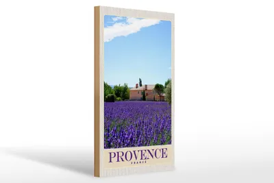 Produktbild von Holzschild Reise 20x30cm Provence Frankreich Natur Haus lila
