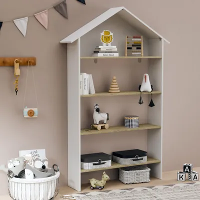 Produktbild von VCM Holzregal stehend | platzsparendes Kinder Haus Regal | Maße: H. 160 x B. 103 x T. 23 cm | Aufbewahrungsregal | Bücherregal | Standregal – Italu
