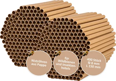 Produktbild von 400 Pappröhrchen für Bienenhotel Ø 8 mm  zum Basteln und Auffüllen