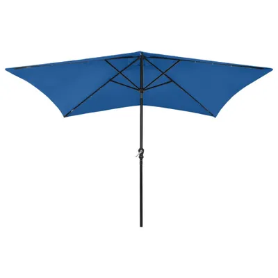 Produktbild von vidaXL Sonnenschirm mit LEDs und Stahl-Mast Azurblau 2x3 m
