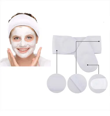 Produktbild von Hautpflege-Stirnband – Gesichtsreinigungsband – Haarband – Make-up-Band – Weiß – 2 Stück – Klettverschluss – CHPN