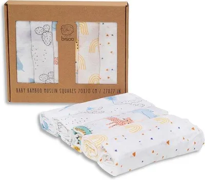 Produktbild von Famanu Musselin Tücher Set - 5 Stück für Neugeborene - Atmungsaktiv und Multifunktional - 70x70 cm