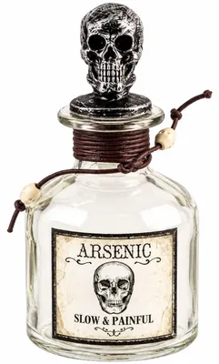 Produktbild von Deko Giftflasche „Arsenic“ mit Totenkopf 16 cm | Transparent