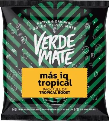 Obrázek produktu pro Verde Mate – vzorek čaje mate Mas IQ Tropical 50 g – listy o tloušťce 5 mm, bez prachu, jemný – soustředění, energie – ginkgo, ženšen – sušené na vzduchu – Brazílie