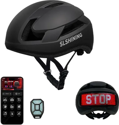 Produktbild von Smart LED Reiten Helm mit Signal Licht Tachometer Fernbedienung Unterstützung BT App Programmierung Schwarz