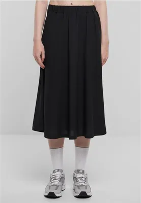 Produktbild von Urban Classics Mittellanger Rock Damen Ladies Viskose Skirt schwarz L