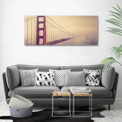 Produktbild von Tulup® Leinwandbild - 125x50 cm - Wandkunst - Drucke auf Leinwand - Leinwanddruck  - Sehenswürdigkeiten & Architektur - Rot - San Francisco Brücke