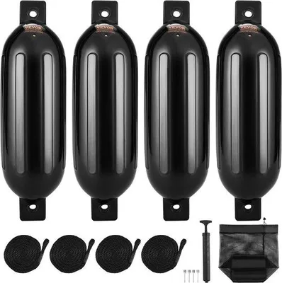 Produktbild von Famanu Bootsfender Set 4 aufblasbare Fender 8,5" x 26" - mit Zubehör