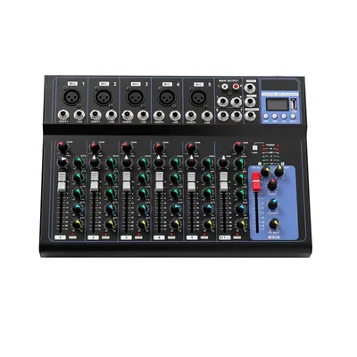 Image de 7 canaux DJ Mixer Bluetooth USB Live Audio Table de mixage Amplificateur Console de mixage pour enregistrement Network