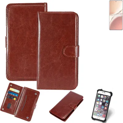 Produktbild von K-S-Trade 360° Hülle kompatibel mit Oppo A3 Pro braun Kunstleder Case BookCase WalletCase Kunstlederederhülle Handyhülle, Rundumschutz Bumper (1x)