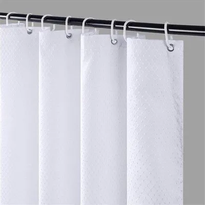 Immagine prodotto di Telo da bagno in poliestere impermeabile: grande telo da bagno con motivo a nido d'ape, bianco (120 x 210 cm) - Taglia extra large con 8 anelli
