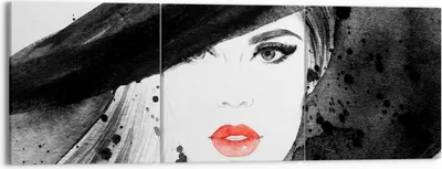 Produktbild von Bild auf Leinwand - Leinwandbild - Frau Gesicht Lippen - 150x50cm - Wand Bild - Wanddeko - Leinwanddruck - Bilder - Kunstdruck - Wanddekoration - Leinwand bilder - Wandkunst - CA150x50-3916
