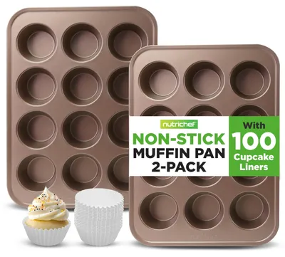 Produktbild von Nutrichef Muffinform 2er-Pack Kohlenstoffstahl Antihaft für 12 Muffins