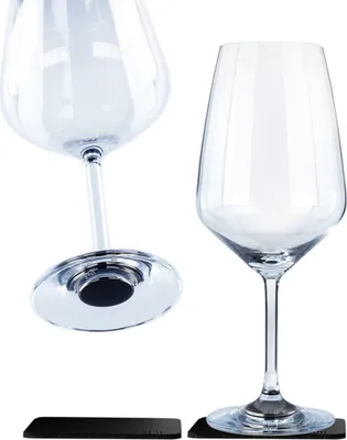 Produktbild von Silwy 2x Magnet-Kristallgläser WEIN BORDEAUX + 2x Metall-Nano-Gel-Pads Camping Gläser Trinkglas Tritan Kunststoff