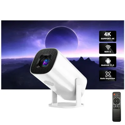 Image de ZELURXX Projecteur 4K avec télécommande, 1080P WiFi6 BT5.4, Android 11.0, écran 100 pouces, Blanc