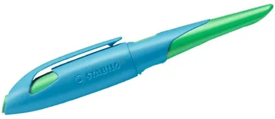 Produktbild von Ergonomischer Schulfüller für Rechtshänder mit Anfänger-Feder A - STABILO EASYbirdy in himmelblau/grasgrün - Einzelstift - inklusive Patrone