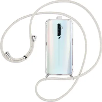 Produktbild von Handykette Backcover-Schutzhülle mit Band (Metall silberfarben) für Oppo Reno2 Z / Reno2 F - broken white