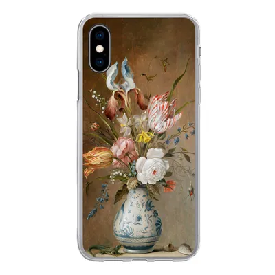 Produktbild von MuchoWow® Handyhülle Schutzhülle Hülle für iPhone X Stilleben mit Blumen - Balthasar van der Ast - Alte Meister Silikon Softcase Handy Hülle - Handyhülle