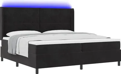 Obrázok produktu pre Posteľ s pružinovým rámom s matracmi Čierna 200 x 200 cm Zamat