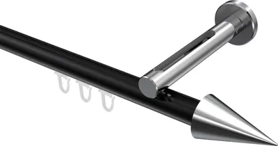 Produktbild von Interdeco Innenlaufstange / Gardinenstange mit Innenlauf Schwarz / Chrom, Typ Siteno Savio (Kegel), 20 mm Ø 1-läufig, 440 cm