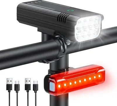 Image de Kit d'éclairage pour VTT - 3 000 lumens - Rechargeable par USB - Conception légère et étanche - Installation facile