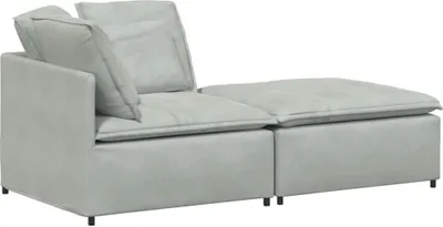 Produktbild von vidaXL Modulares Sofa mit Fußhocker Kissen Samt Hellgrau