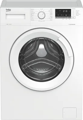 A front view of a white Beko washing machine.