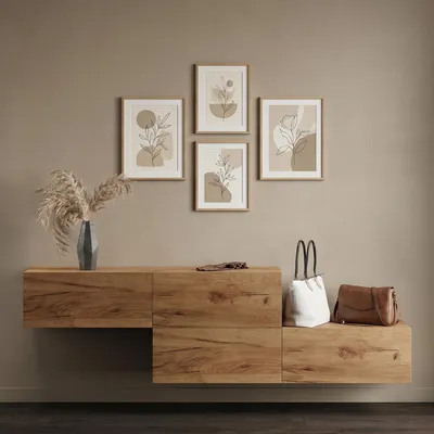 Produktbild von Planetmöbel Flur Möbel Garderobe Hängeschrank 2x 140 cm gold eiche, Wandgarderobe hängend oder stehend