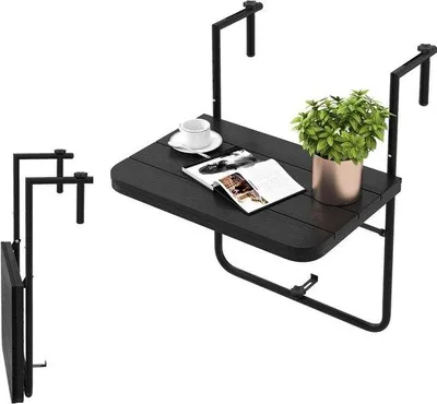 Produktbild von Balkon-Tisch Klappbar Verstellbar - Für Außenbereich, 60 x 40 cm, Schwarz