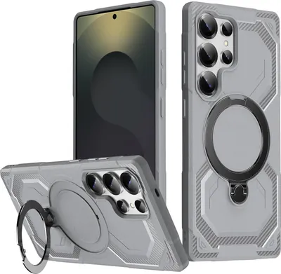 Immagine prodotto di Custodia MagSafe per Samsung Galaxy S25 Ultra - Cover posteriore Phonesta IronLock con anello - Grigio