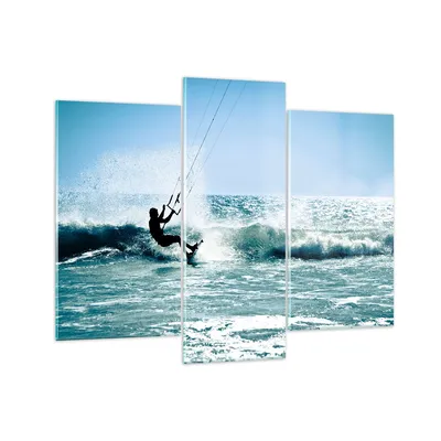 Produktbild von Bilder auf glas - Drachen-Surfen Wasser Ozean - 130x100cm - Glasbilder - Wandbilder - Kunstdruck - zum Aufhängen bereit - Wanddekoration aus Glas - Glas Bilder - Wandbild auf Glas - GCB130x100-2385