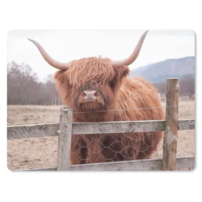 Produktbild von MuchoWow® Mauspad Mousepad Scottish Highlander - Gras - Zaun 23x19 cm - Mousepads - Maus Mat - Pad - Mausunterlage - Schreibtischunterlage - Mauspad