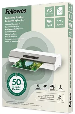 Zdjęcie produktu dla Fellowes 100143440, Połysk, A5, Termiczny, 154 mm, 1 mm, 216 mm