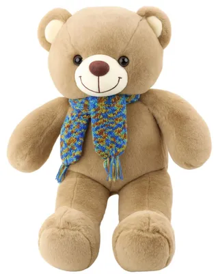 Produktbild von Lean Plüsch Maskottchen Knuddeliger Teddybär Bunter Wollschal Braun 55Cm