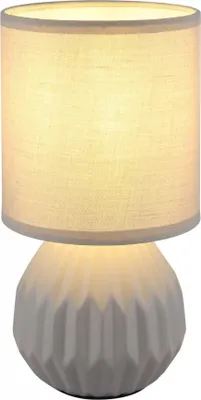 Image de Lampe de table, céramique, textile, gris, H 23 cm