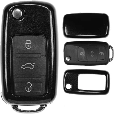 Produktbild von Auto Schlüssel Kunststoff Hülle ABS Plastik Schutz Cover Schwarz kompatibel mit VW Golf 5 6 Sharan Touran EOS Jetta Skoda Octavia Polo Beetle Passat Caddy T5 Tiguan bis 2009