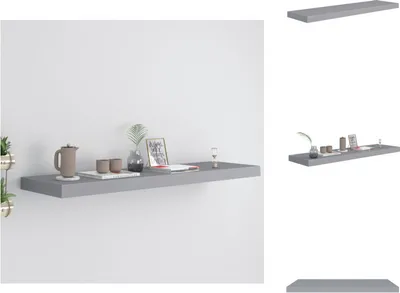 Obrázek produktu pro vidaXL Plovoucí police šedá 90x23,5x3,8 cm MDF - Nástěnné police