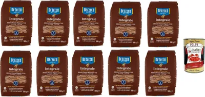Produktbild von De Cecco Integrale Mezze Penne Rigate N° 141, Pasta integrale, Vollkornnudeln, 10x 500g + Italian Gourmet polpa 400g