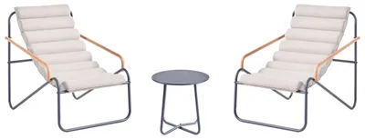 Produktbild von BELIANI Gartenlounge Set Hellbeige u. Dunkelgrau 2-Sitzer Loungesessel mit Tisch Modernes Design Balkon Terrasse Garten Outdoor Bistro Set