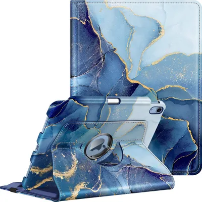 Produktbild von Fintie Hülle für iPad 11 Generation 11 Zoll 2025 (A16), iPad 10 Generation 10.9 Zoll 2022 mit Pencil Halter - Schutzhülle Cover mit 360 Grad drehbarem Ständer und Auto Schlaf/Wach, Ozean Marmor