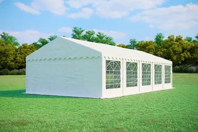 Produktbild von Gartenparty-Zelt 5x10m - PVC Standard Feuerfest - Weiß