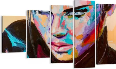 Produktbild von Bild auf Leinwand - Leinwandbild - Frau Emotionen Gesicht Mehrfarbig - 100x60cm - Wand Bild - Wanddeko - Leinwanddruck - Bilder - Kunstdruck - Leinwand bilder - Wandkunst - EG100x60-2930