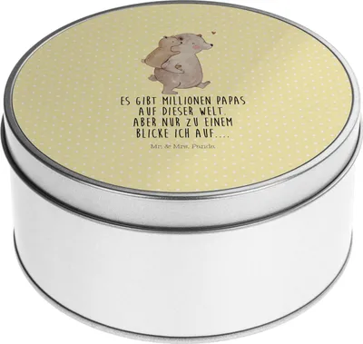 Produktbild von Mr. & Mrs. Panda Dose Papa Bär - Gelb Pastell - Geschenk, Vorratsdosen, Bruder, Keksdose, Vater, Aufbewahrungsdose, Vatertag, Geburtstag, Blechdose, zuckerdose