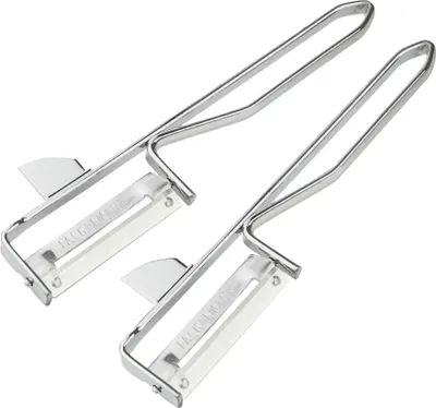 Produktbild von FMprofessional Sparschäler, hochwertige Gemüseschäler mit Aushöhler, Schäler mit scharfer Klinge zum Schälen und Obst und Gemüse (Farbe: Silber), Menge: 2 Stück