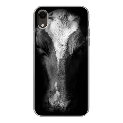 Produktbild von MuchoWow® Handyhülle Schutzhülle Hülle für iPhone XR Kuh - Tiere - Schwarz Silikon Softcase Handy Hülle - Schutzdeckel