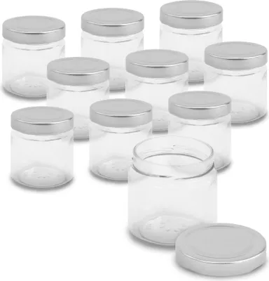 Produktbild von itenga Set 10 Marmeladengläser rund mit silbernem Deckel 212ml