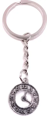Produktbild von Onwomania Schlüsselanhänger Wanuhr rund Silber Metall Anhänger Charm