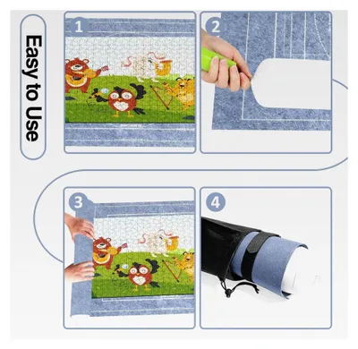 Produktbild von Puzzlematte für 500, 1000 und 1500 Teile - Tragbare Puzzlematte mit Aufbewahrungstasche, 66 * 116CM (Grau)